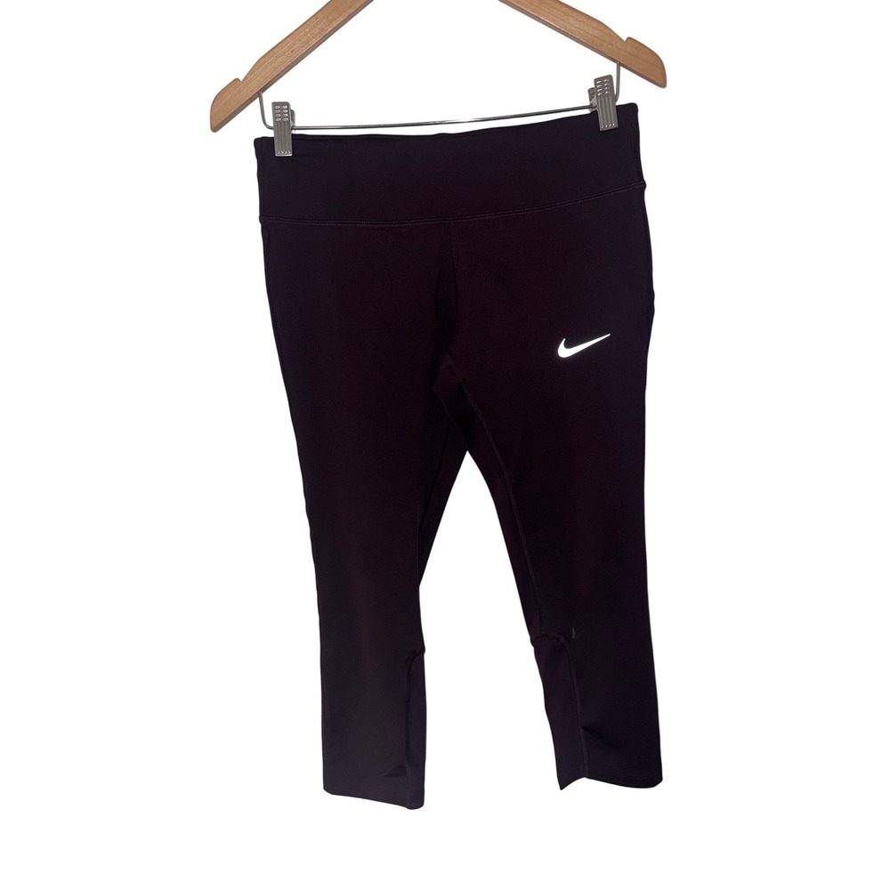 Nike Dri-Fit Running Leggings Women's M Purple High Rise Zip Pocket Stretch